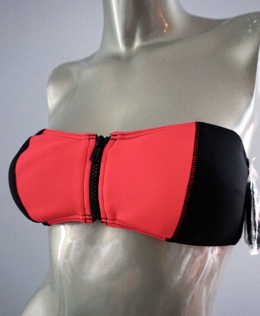Victoria's Secret Nwt Black Color Block Zip Strapless Bandeau Bikini Top XS